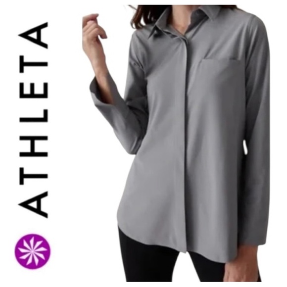 Athleta Urbanite Button Up Long Sleeve Top Shirt Size Medium - Picture 1 of 10